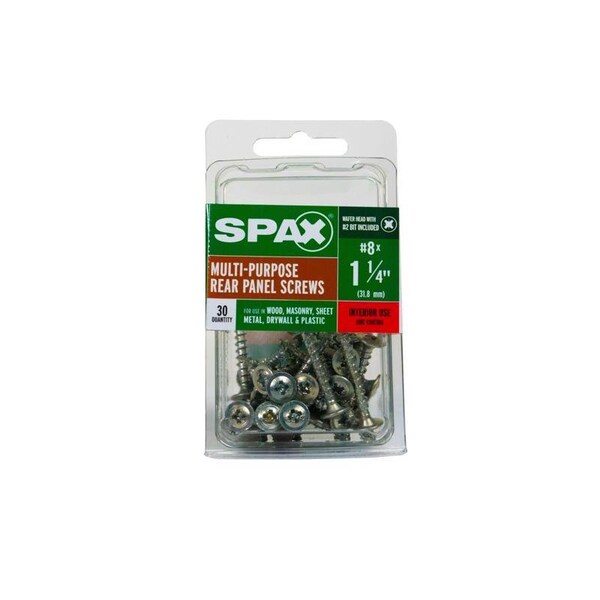 Spax SPAX No. 8 X 1-1/4 in. L Phillips/Square Zinc-Plated Serrated Multi-Material Screw 30 pk 4281010400302 - main